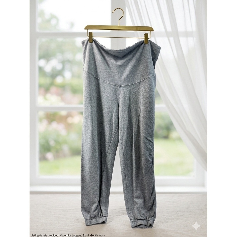 H&M MAMA Joggers Women XL‎ Gray Soft Knit Over Belly Maternity Pants